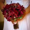 Floralisa burgundy orchid, calla & rose bouquet.
Photo: Visalli Photographic