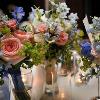 Floralisa garden rose & delphinium bouquet.