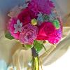 Floralisa hot pink rose and stephanotis bouquet.