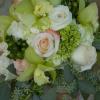 Floralisa green cymbidium, hydrangea and rose bouquet.
Photo: Octavia Hunter