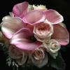 Floralisa blush garden rose and calla lily bouquet.